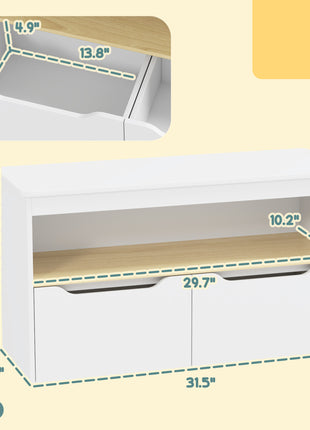 Toy Storage Organizer with 2 Drawers, Toy Shelf, Large Top, for Bedroom, Nursery, Living Room, White