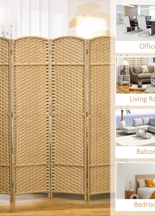 Folding Room Divider Screen 6 Panel 5.6 ' Tall Privacy Screen Freestanding Room Partition for Home Office, Nature Wood