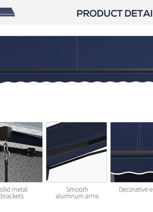 10' x 8' Retractable Awning, 280gsm UV Resistant Sunshade Shelter for Deck, Balcony, Yard, Blue