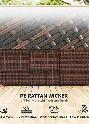 175 Gallon Outdoor Storage Box with Inner Liner, PE Rattan Wicker Deck Box with Pneumatic Bar Lift, Mixed Brown