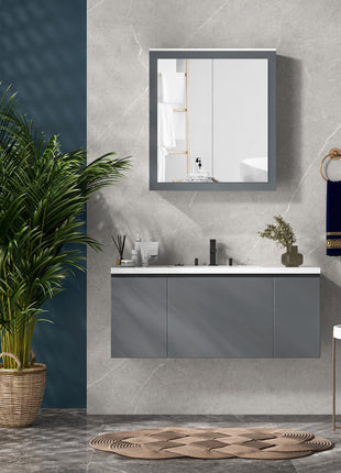 Bathroom Mirror Cabinet, Wall Mounted Medicine Cabinet with Mirror, Double Doors and Adjustable Shelves, White
