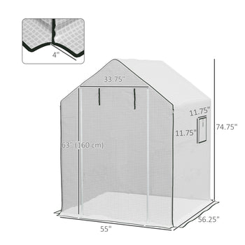 01-0472 Replacement Cover, 55" x 56.25" x 74.75" Walk-in Greenhouse Cover Reinforced Anti-Tear PE Hot House Cover, White