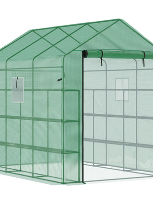 8' x 6' x 7' Temporary Greenhouse for Growing Flowers with Mesh Door & Windows Green