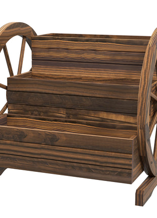 Wooden Wagon Planter Box, 3-Tier Raised Garden Bed, for Vegetables Flowers Herbs, 25" x 24" x 23"