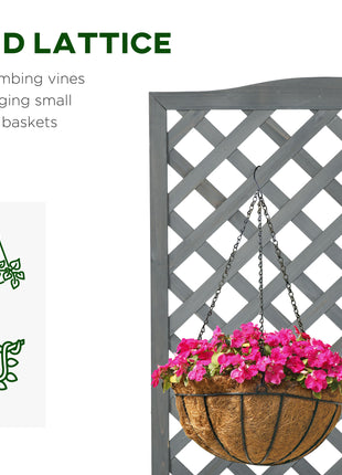 46" Wooden Planter with Trellis, Raised Garden Bed to Grow Vegetables, Herbs, Flowers for Backyard, Patio, Gray