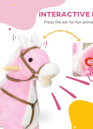 Rocking Horse Toddler Ride On Horse with Sound Saddle, Pink