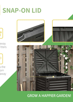 Garden Compost Bin 80 Gallon Outdoor Large Capacity Composter Fast Create Fertile Soil Aerating Box, Yellow