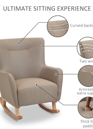 Modern Rocking Chair Sofa Armchair Modern Accent Chair, Greige