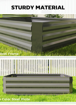 4 x 3 x 3ft Raised Garden Bed with Mini Greenhouse, Galvanized Raised Garden Bed with Cover, Clear and Dark Gray