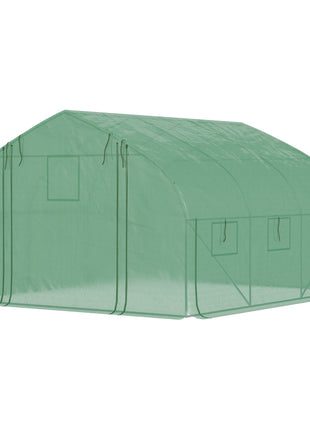 11.5' x 10' x 6.5' Walk-in Tunnel Greenhouse, Green House with Zippered Mesh Door, 7 Mesh Windows & Roll-up Sidewalls, Upgraded Gardening Plant Hot House with Galvanized Steel Hoops, Green