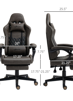 Racing Gaming Chair Diamond PU Leather Office Gamer Chair High Back Swivel Recliner with Footrest, Lumbar Support, Adjustable Height, Brown