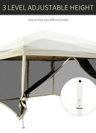 210D Oxford 10' x 10' Pop Up Canopy Tent with Netting, Instant Screen Room House, Tents for Parties, Height Adjustable, with Carry Bag, for Outdoor, Garden, Patio