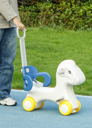 4 in 1 Rocking Horse for Toddles 1-3 Years with Detachable Push Handle & Balance Board, Blue