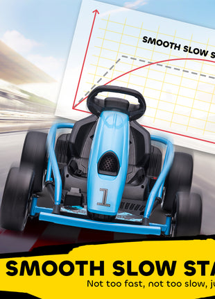 24V Electric Go Kart for Kids, Drift Ride-On Racing Go Kart with 2 Speeds, for Boys Girls Aged 8-12 Years Old, Blue