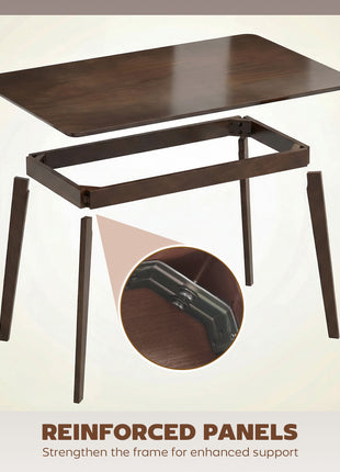 47.2" Rectangle Dining Table for 4, Mid-Century Modern Kitchen Table with Rubber Wood Frame for Dining Room, Mahogany