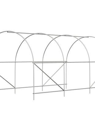 14.6' x 6.6' x 6.6' Walk-In Tunnel Greenhouse, Large Garden Hot House Kit with 6 Roll-up Windows & Roll Up Door, Steel Frame, White
