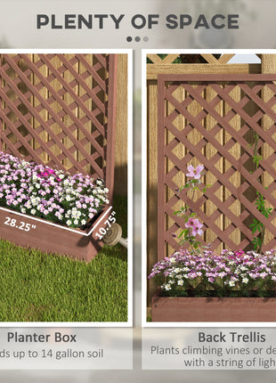 Trellis Planter Box for Climbing Plants, Raised Garden Bed w/ Trellis Lattice for Outdoor Garden, Backyard, Brown