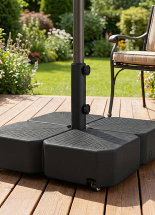 Patio Umbrella Base with Wheels Outdoor Umbrella Stand Holder for 1.5"/1.9" Poles Black