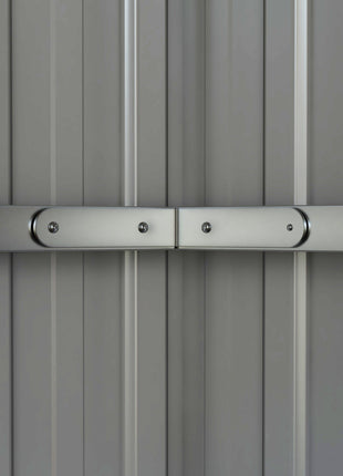 11.2' x 5.6' Storage Shed w/ Lockable Door, Galvanized Metal Utility Outdoor Shed for Backyard, Bike, Patio, Light Gray