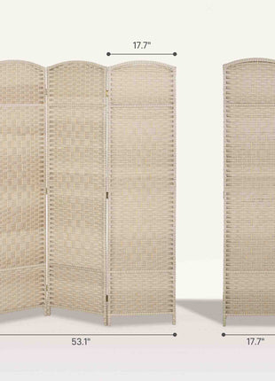Folding Room Divider Screen 3 Panel 6' Tall Privacy Screen Freestanding Wood Partition for Home Office, Washed Oak