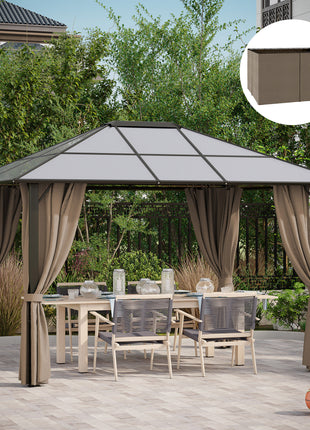 9.84' x 11.8' Gazebo Sidewall Set with Hooks/C-Rings, Brown