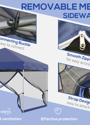10' x 10' Pop Up Canopy Tent, Tents for Parties with Wheeled Carry Bag, Screen House Room, Height Adjustable Portable Gazebo, for Outdoor, Garden, Patio, Blue