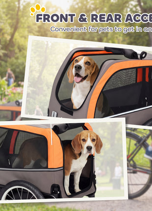 Dog Bike Trailer, Pet Cart Bicycle Carrier with 2 Entrances, Quick Release Wheels, Reflectors, Flag, Safety Leash