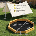 Wooden Sandbox with Large Canopy, Outdoor Sand Box with 4 Bench Seats, Bottom Liner for 8 Kids Aged 3-8, Yellow