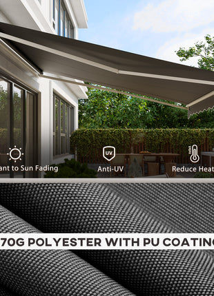 12' x 10' Electric Retractable Awning Sunshade Shelter with Remote Controller, Crank Handle for Deck Balcony Yard, Gray