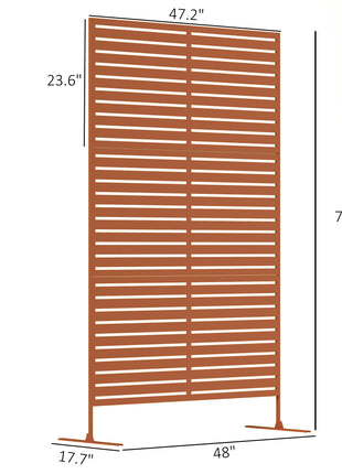 Decorative Privacy Fence Screen, Metal Outdoor Privacy Screen Climbing Plant Trellis with Stand, 78" H x 48" W, Brown