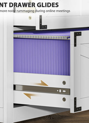 Lateral Filing Cabinet, Farmhouse File Cabinet with 4 Drawers, Fit Letter/A4/Legal Hanging Files, White
