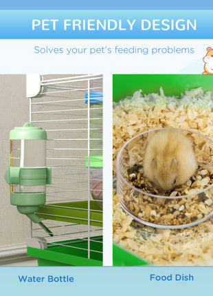 23" 5-Tier Hamster Cage with Wheel and Water Bottle, Green