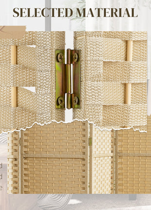 Folding Room Divider Screen 6 Panel 5.6' Tall Privacy Screen Freestanding Room Partition for Home Office, Beige