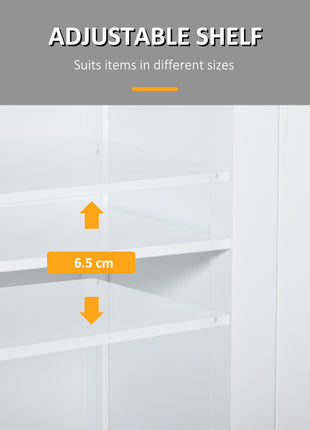 Freestanding Bathroom Floor Cabinet, Wooden Bathroom Cabinet with 2 Doors, 2 Drawers and Adjustable Shelf, White