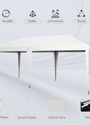 10' x 19.2' Outdoor Gazebo Pop Up Canopy Party Tent with Carrying Bag, White