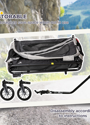 2-in-1 Pet Bike Trailer for Small Medium Dogs, Road-Visibility Dog Stroller Bicycle Carrier, Weather-Strong Bike Wagon Trailer Sidecar Attachment, Gray