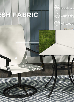 Patio Swivel Chairs Set of 2, High Back Patio Dining Chairs with All-Weather Mesh for Backyard, Lawn, Garden, Cream