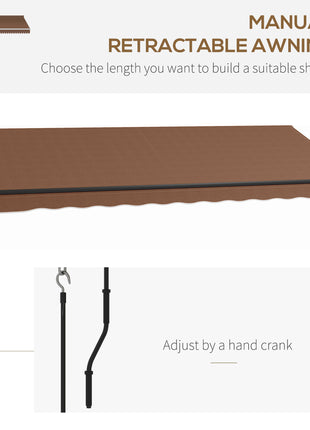 16' x 10' Retractable Awning, 280gsm UV Resistant Sunshade Shelter for Deck, Balcony, Yard, Brown