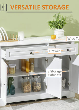 Sideboard Buffet Cabinet, Modern Accent Cabinet with 2 Drawers and Adjustable Shelves, Entryway Cabinet, White