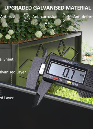 Outdoor Planter Box Galvanized Raised Garden Bed with Trellis for Climbing Vines, 35.4" x 15.7" x 47.2", Black