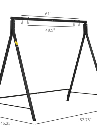 Metal Porch Swing Stand, Heavy Duty Swing Frame, Hanging Chair Stand Only, 528 LBS Weight Capacity, for Backyard, Patio, Lawn, Playground, Black