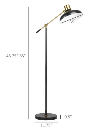Adjustable Floor Lamps for Living Room, Standing Lamp for Bedroom with Balance Arm, Tall Black and Gold Lamp