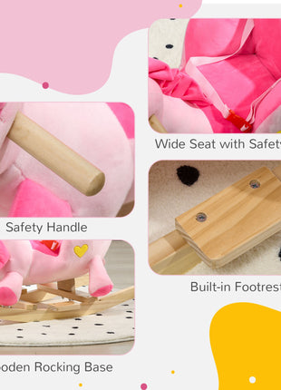 Baby Rocking Horse Ride On Unicorn with 32 Songs, Seatbelt, Pink