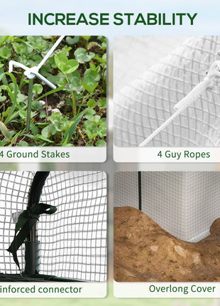 8' x 6' x 7' Portable Walk in Greenhouse with Mesh, Door, Windows, 18 Shelf, Trellis, Plant Labels, White