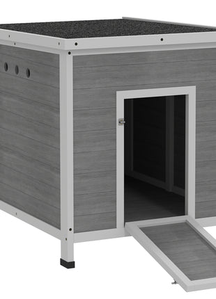 Wooden Duck Coop with Openable Roof, Removable Floor, Double Doors, Ramp, for 2-4 Ducks, Chickens, 25" x 32" x 30"