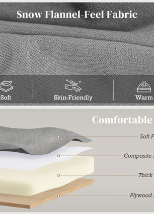 50 Inches Storage Ottoman, End of Bed Bench with Rolled Arms, Wood Legs, Button Tufted Storage Bench, Gray