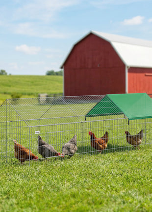 Metal Chicken Coop with Cover for Backyard Small Animals Duck Rabbit, 106" x 29.5" x 29.5", Green