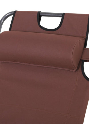 Oxford Fabric Metal Frame Outdoor Pool Sun Lounger Lounge Chair 120°/180°, Brown