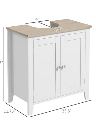 Pedestal Sink Storage Cabinet, Under Sink Cabinet with U-Shape and Adjustable Internal Shelf, White