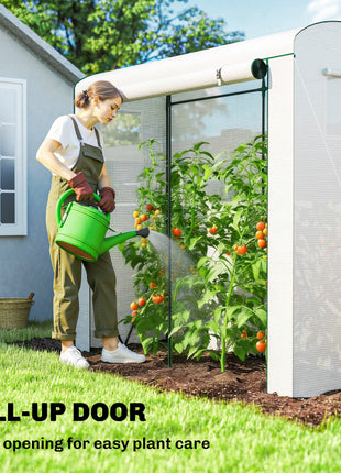 Mini Greenhouse, Portable Greenhouse with Roll-Up Door and 2 Mesh Windows, PE Cover, 78.7" x 29.5" x 74", White